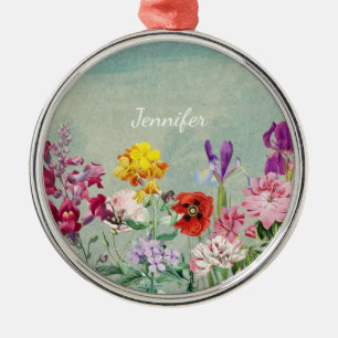 Farbige vintage blühende schöne Wildblumen Ornament Aus Metall