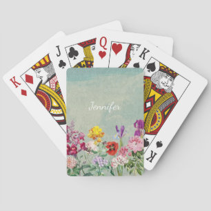 Farbige vintage blühende schöne Wildblumen Spielkarten