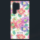Farbige Vintage Blume Muster Monogramm Samsung Galaxy Hülle<br><div class="desc">Farbvolle Vintage Blume nahtlos mit optionalem Monogramm.</div>