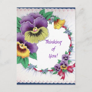 Farbige Vintage-Blumen-Stiefmütterchen-Postkarte Postkarte