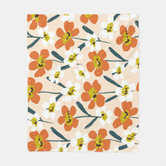 Farbige, Vintage Blumenmuster. Fleecedecke