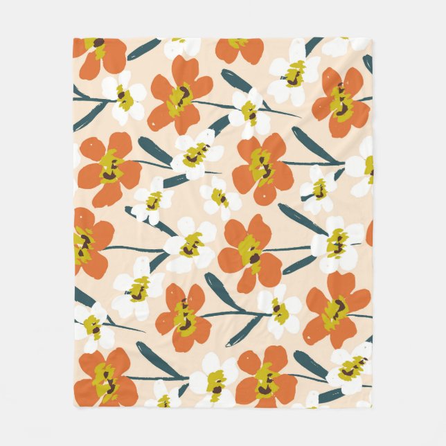 Farbige, Vintage Blumenmuster. Fleecedecke (Vorderseite)