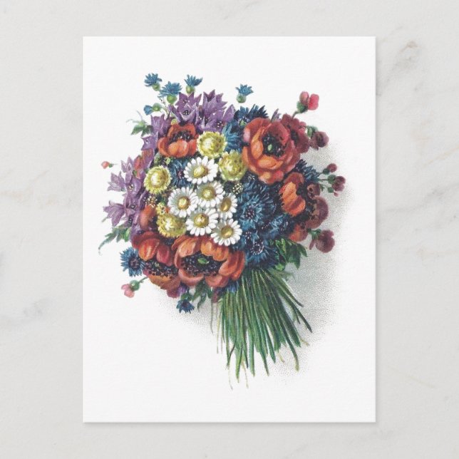 Farbige Vintage Blumenstrauß Postkarte (Vorderseite)