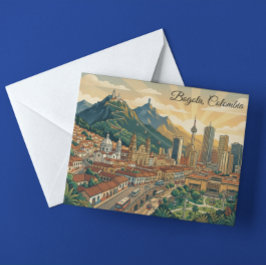 Farbige Vintage Bogota Kolumbien Reise Kunst  Postkarte