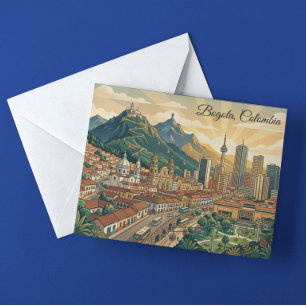 Farbige Vintage Bogota Kolumbien Reise Kunst  Postkarte