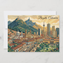Farbige Vintage-Bogota-Kolumbien-Reisekunst  Karte