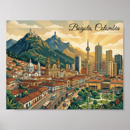 Farbige Vintage-Bogota-Kolumbien-Reisekunst  Poster