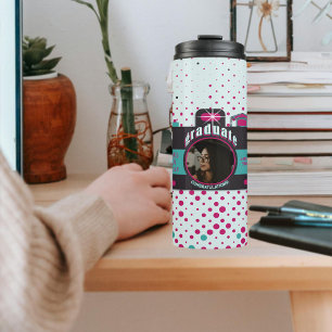 Farbige Vintage-Chic-Abschlussfoto individuell ang Thermosbecher