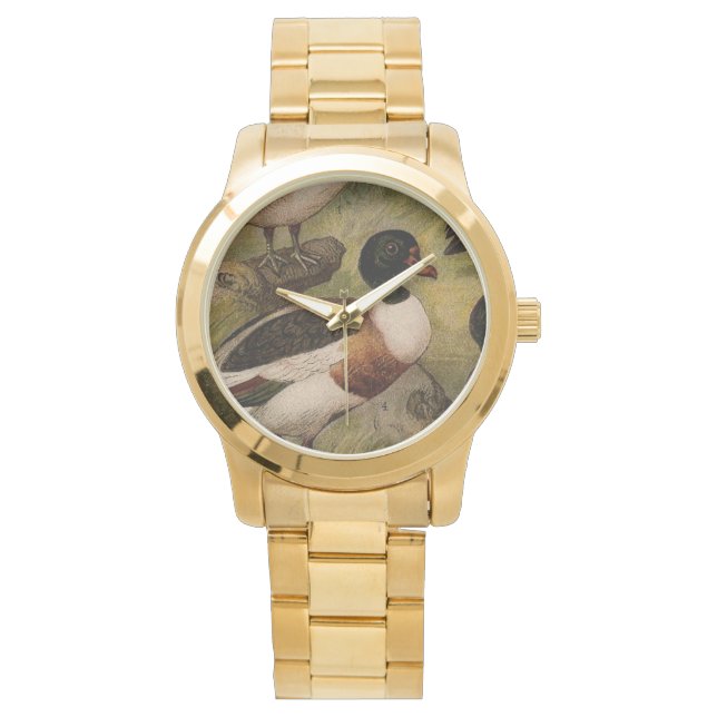 Farbige Vintage Entenmalerei Armbanduhr (Vorderseite)