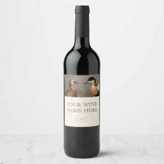 Farbige Vintage Entenmalerei Weinetikett