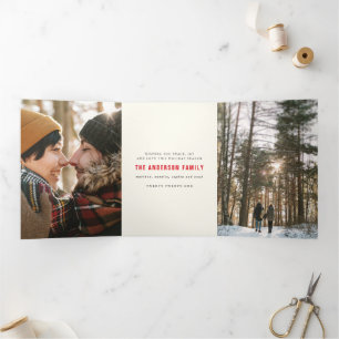 Farbige vintage frohe Weihnachten Mehrfachfoto Dreifach Gefaltete Urlaubskarte