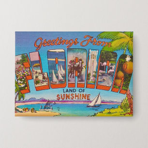 Farbige Vintage-Grüße aus Florida Button
