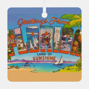 Farbige Vintage-Grüße aus Florida  Ornament Aus Metall
