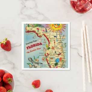Farbige Vintage Karte Florida Serviette