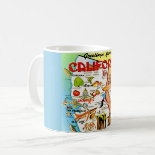 Farbige Vintage-Karte von Kalifornien  Kaffeetasse