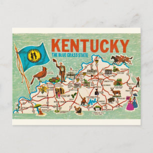 Farbige Vintage-Karte von Kentucky Postkarte