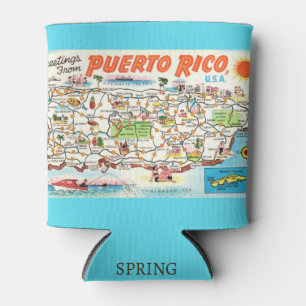 Farbige Vintage-Karte von Puerto Rico Dosenkühler
