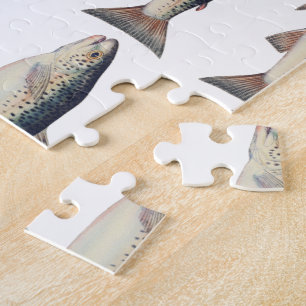 Farbige Vintage-Lachs-Illustration Puzzle