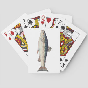 Farbige Vintage-Lachs-Illustration Spielkarten