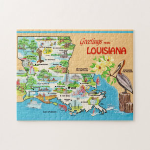 Farbige Vintage Louisiana 11x14 Puzzle
