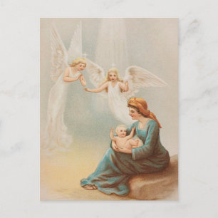 Farbige Vintage Maria mit Jesus-Kinderkarte Postkarte