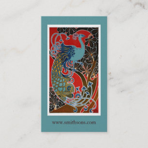 Farbige Vintage-Pfau-Geschäftskarte Visitenkarte