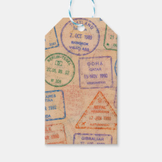Farbige Vintage-Reisepass-Stempel, bunte Reise-Eph Geschenkanhänger