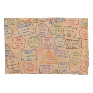 Farbige Vintage-Reisepass-Stempel, bunte Reise-Eph Kissenbezug