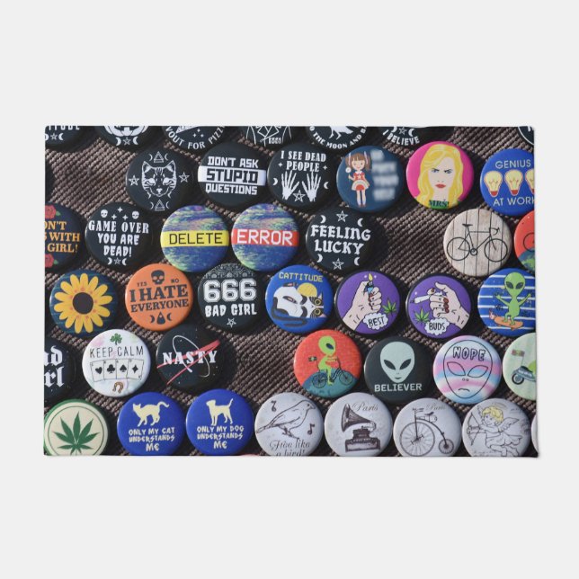 Farbige Vintage Retro-Abzeichen-Sammlung Fußmatte (Vorderseite)
