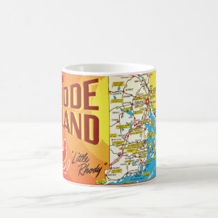 Farbige Vintage-Rhode-Island-Karten-Tasse Kaffeetasse