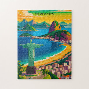 Farbige Vintage Rio de Janeiro Cristo Redentor Puzzle