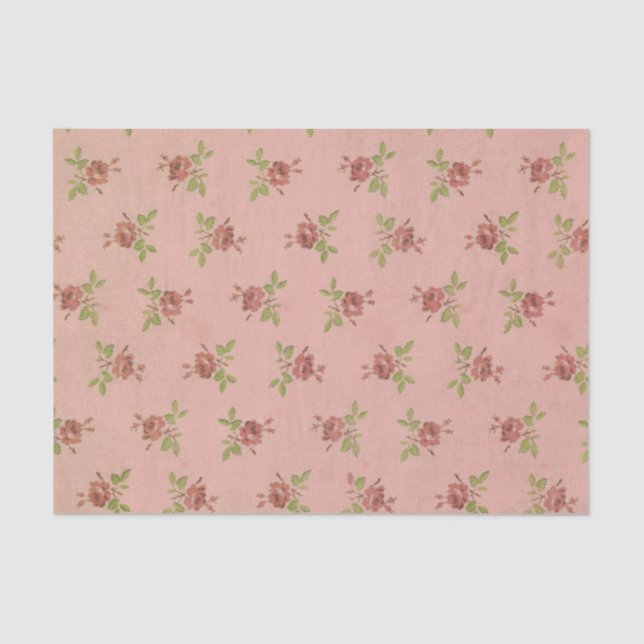 Farbige Vintage Rose Blumenzange Tissue Paper Seidenpapier (Vorderseite)