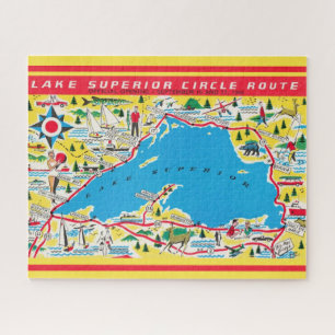 Farbige Vintage-Route am Lake Superior Puzzle