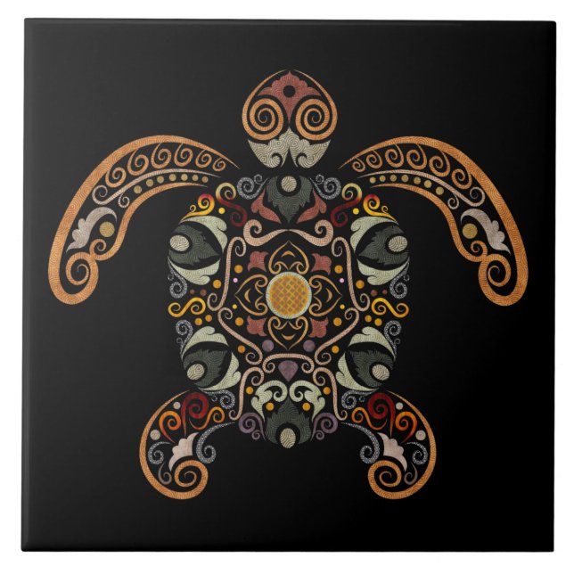 Farbige Vintage Schildkrötenkonstruktion Fliese (Vorderseite)