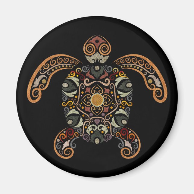 Farbige Vintage Schildkrötenkonstruktion Magnet (Vorne)