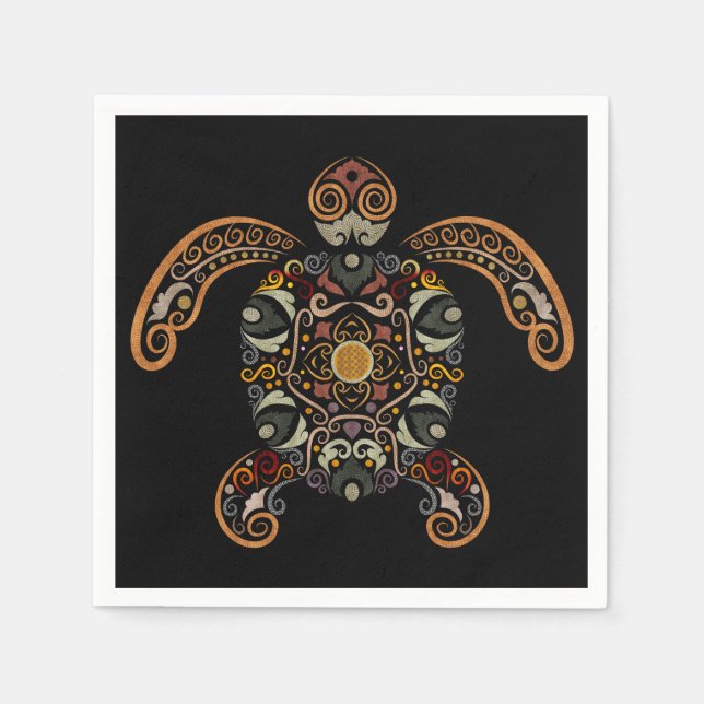 Farbige Vintage Schildkrötenkonstruktion Serviette (Vorderseite)