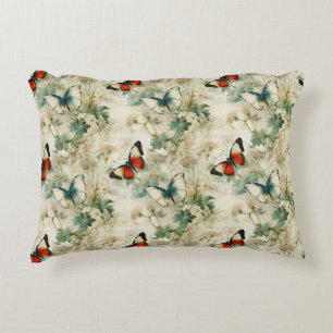 Farbige Vintage Schmetterlinge und Blume (2) Dekokissen