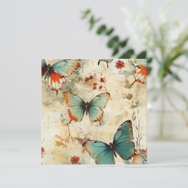 Farbige Vintage Schmetterlinge und Blume (3) (Stehend Vorderseite)