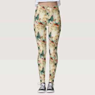 Farbige Vintage Schmetterlinge und Blume (3) Leggings