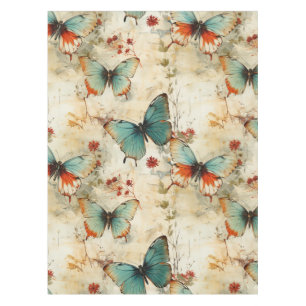 Farbige Vintage Schmetterlinge und Blume (3) Tischdecke