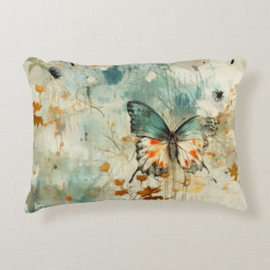 Farbige Vintage Schmetterlinge und Blume (4) Dekokissen