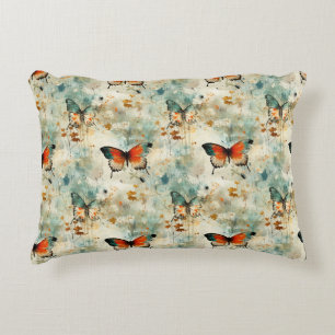 Farbige Vintage Schmetterlinge und Blume (4) Dekokissen