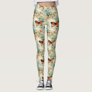 Farbige Vintage Schmetterlinge und Blume (4) Leggings