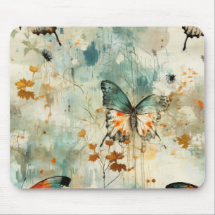 Farbige Vintage Schmetterlinge und Blume (4) Mousepad