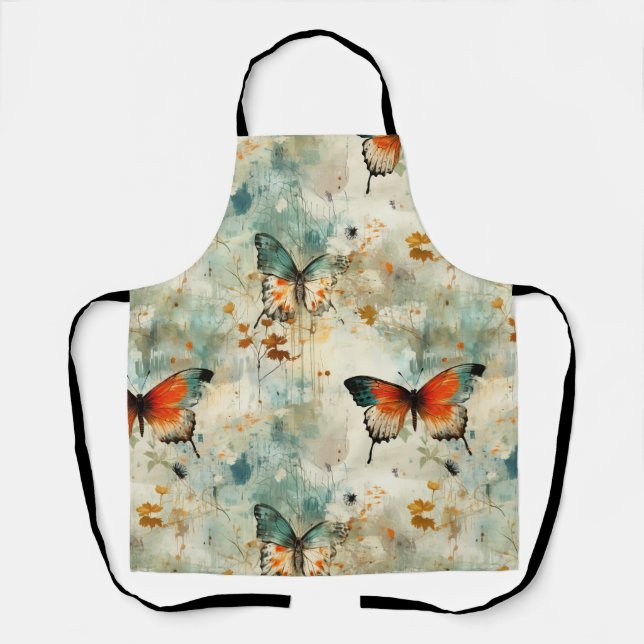 Farbige Vintage Schmetterlinge und Blume (4) Schürze (Vorderseite)