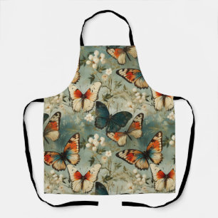 Farbige Vintage Schmetterlinge und Blume (5) Schürze