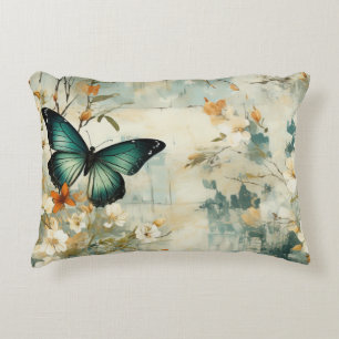 Farbige Vintage Schmetterlinge und Blume (6) Dekokissen