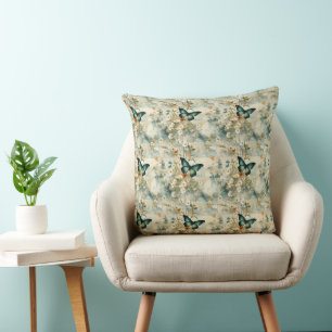 Farbige Vintage Schmetterlinge und Blume (6) Kissen