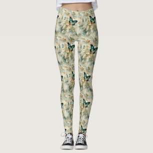 Farbige Vintage Schmetterlinge und Blume (6) Leggings