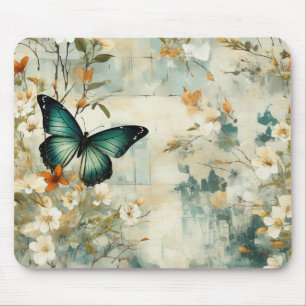 Farbige Vintage Schmetterlinge und Blume (6) Mousepad